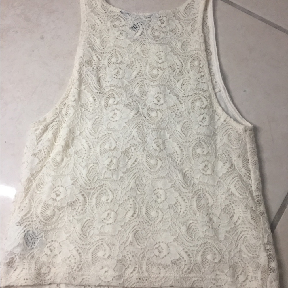 White Laced Crop Top